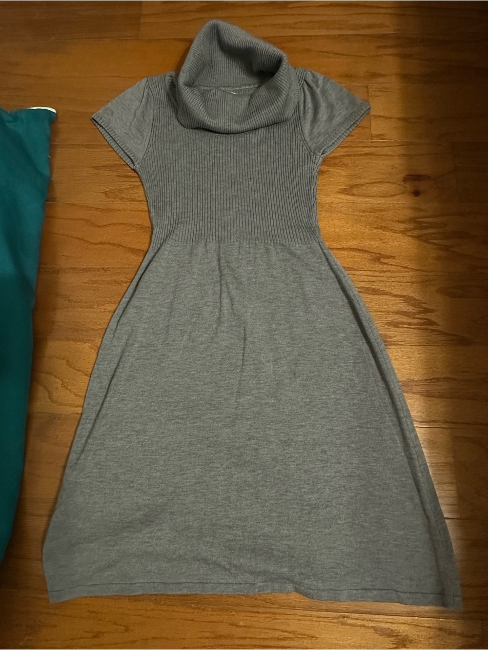 Calvin Klein Heather Gray Cowl-Neck Short Sleeve Midi Dress